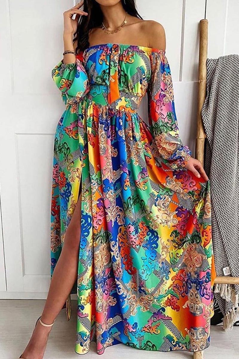 Stilvolles Maxikleid mit PolkaDots-Print und V-Ausschnitt aus Spitze