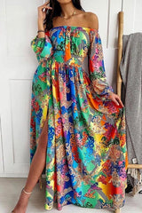 Stilvolles Maxikleid mit PolkaDots-Print und V-Ausschnitt aus Spitze