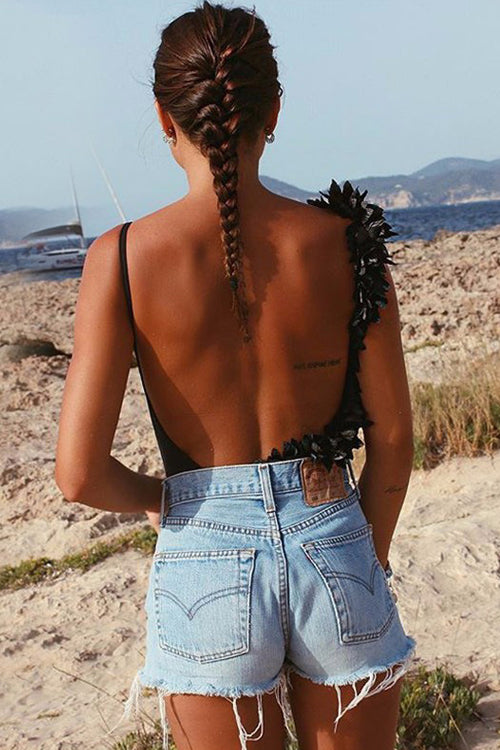 Backless Petal Hem Swimsuit