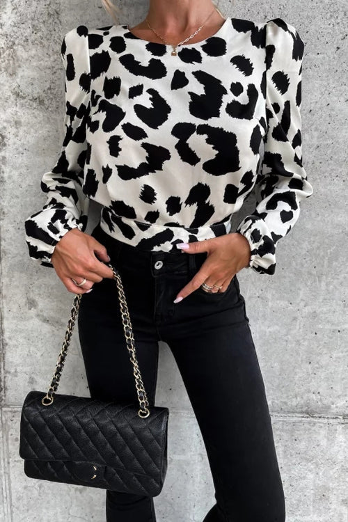 Season To Shine – Rückenfreies Langarm-Top mit Leopardenmuster – 2 Farben