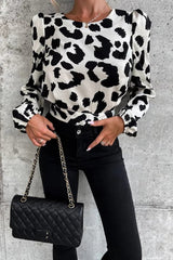Season To Shine – Rückenfreies Langarm-Top mit Leopardenmuster – 2 Farben