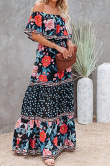 Elegantes Tube Top Trendy Dreifarbig Bedrucktes Maxikleid