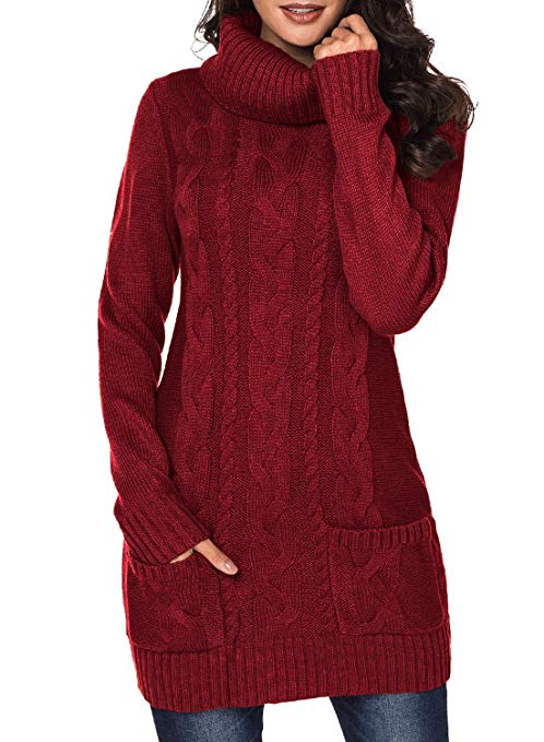 Women Asymmetric Buttoned Collar Knit Stretchable Elasticity Long Sleeve Slim Fit Sweater Dress