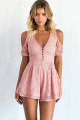 Lace Tie-back Romantic Romper