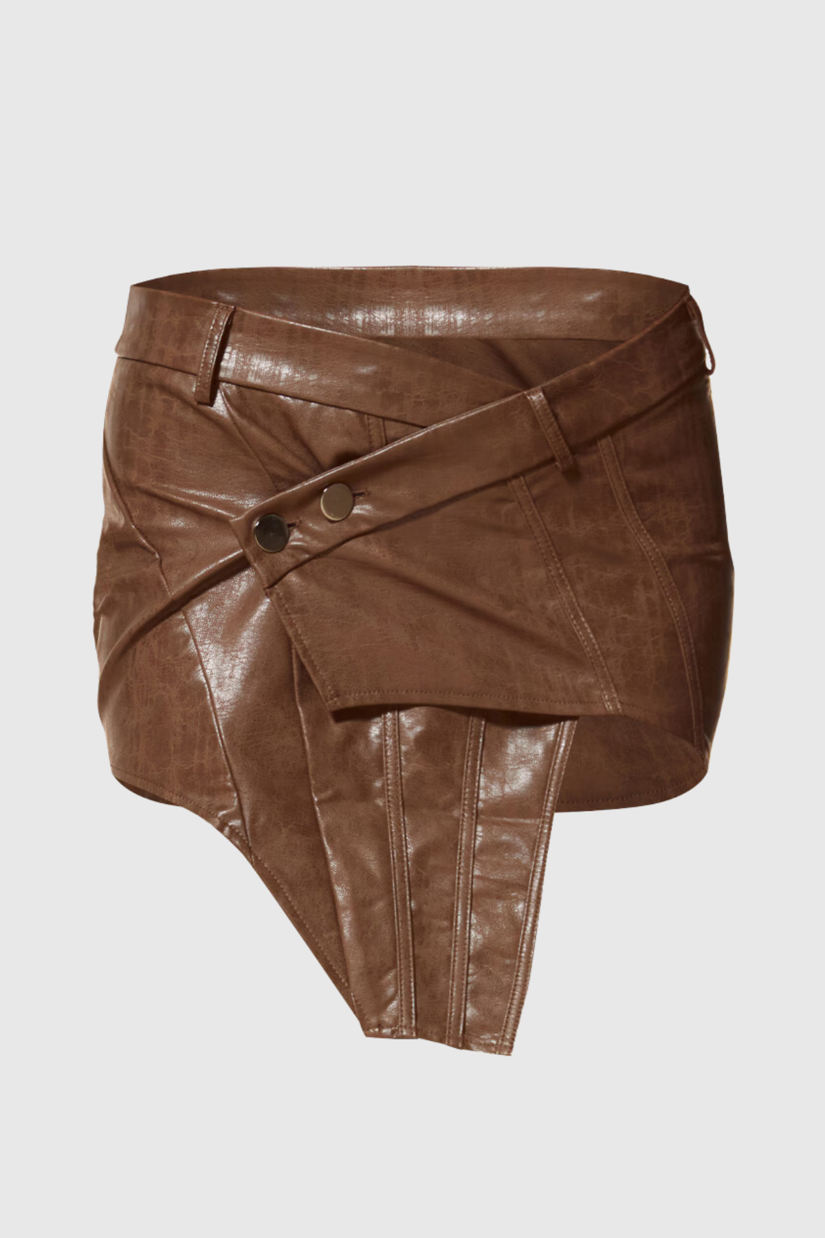 Aubrie Cross Asymmetric Leather Skirt