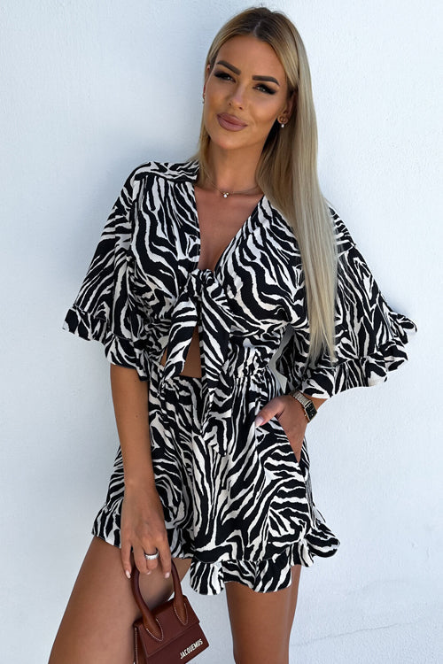 Love In The Air Printed Tie-Front Romper - 3 Colors