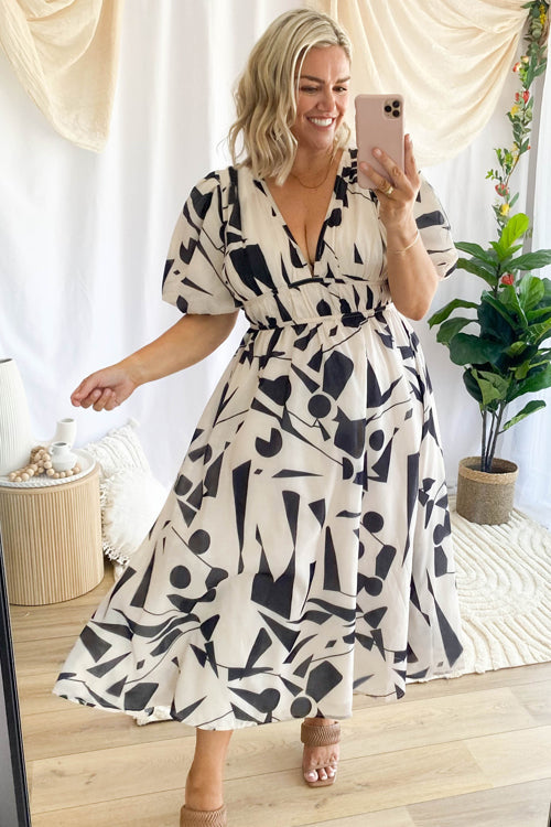 Real Love Print Puff Sleeve Maxi Dress - 6 Colors