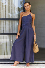 Just Kick It One Shoulder Wide-Leg Jumpsuit - 4 Colors