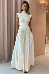 Share Your Happiness Cut-out White Maxi Dress