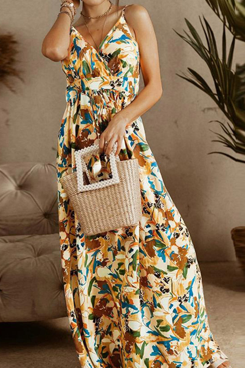 Ärmelloses Maxikleid im Boho-Stil mit trendigem Print