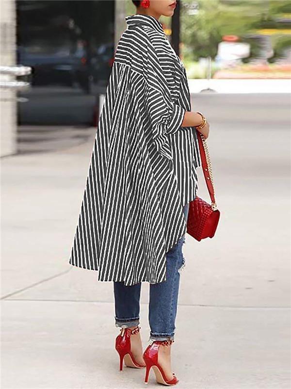 Indiebeautie Stripe High-Low Shirt