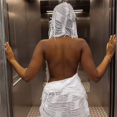 Minikleid mit Quasten und Kapuze