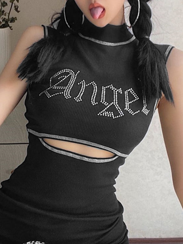 Anmutiges Korsett-Top aus Denim mit Strasssteinen
