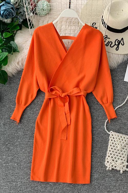 V Neck Off Trendy Shoulder Mini Dress