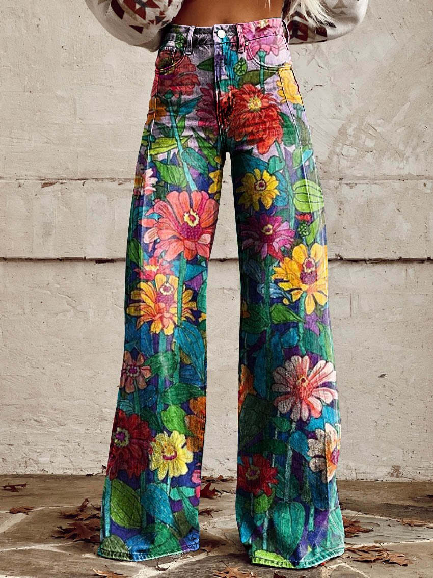 Joanna – Bootcut-Hose mit Blumenmuster