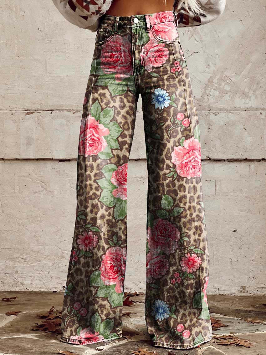 Joanna – Bootcut-Hose mit Blumenmuster