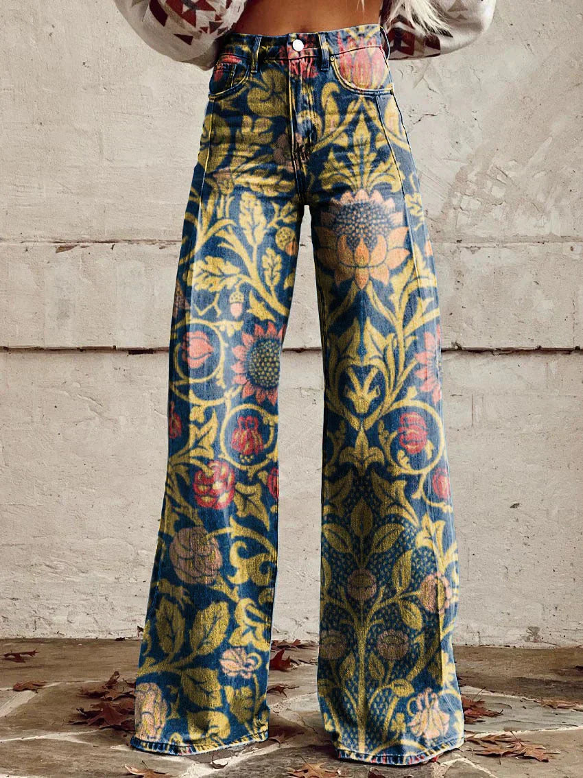 Joanna – Bootcut-Hose mit Blumenmuster