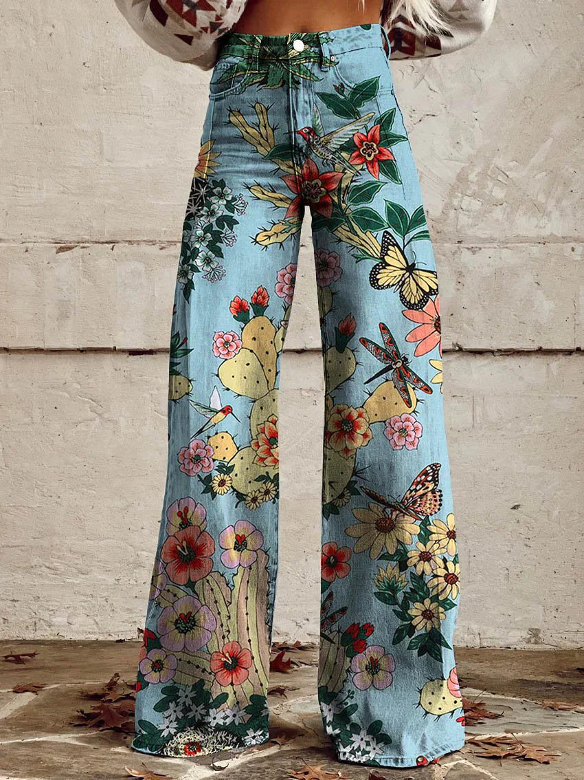 Joanna – Bootcut-Hose mit Blumenmuster