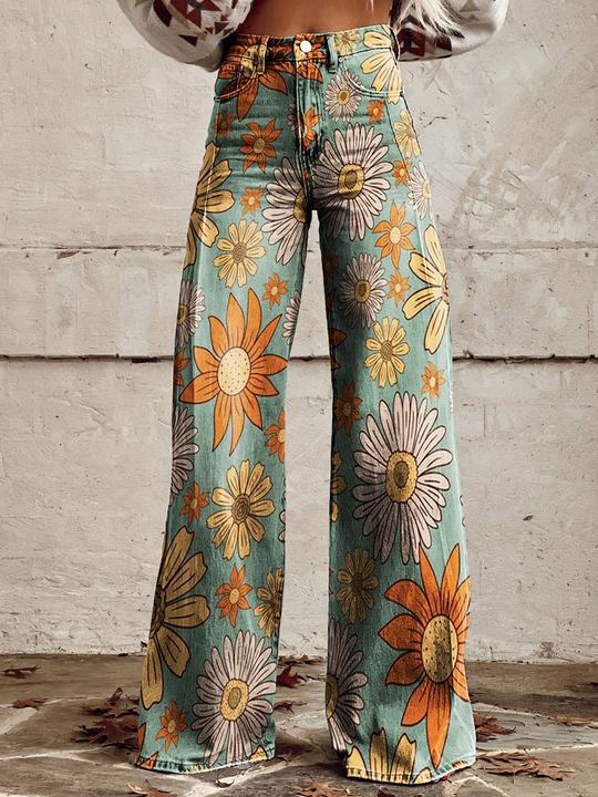Joanna – Bootcut-Hose mit Blumenmuster