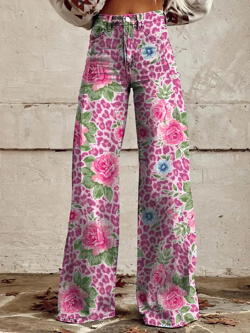 Joanna – Bootcut-Hose mit Blumenmuster