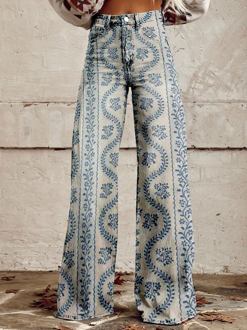 Joanna – Bootcut-Hose mit Blumenmuster