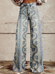Joanna – Bootcut-Hose mit Blumenmuster