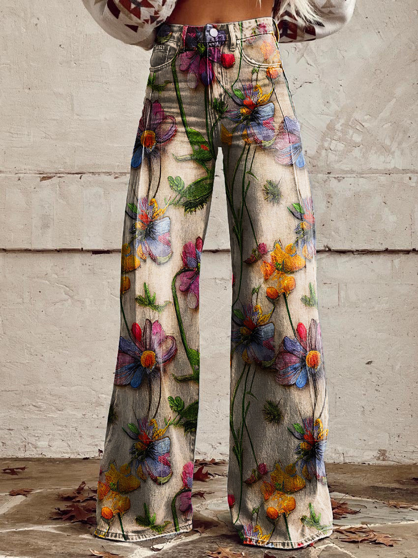 Joanna – Bootcut-Hose mit Blumenmuster