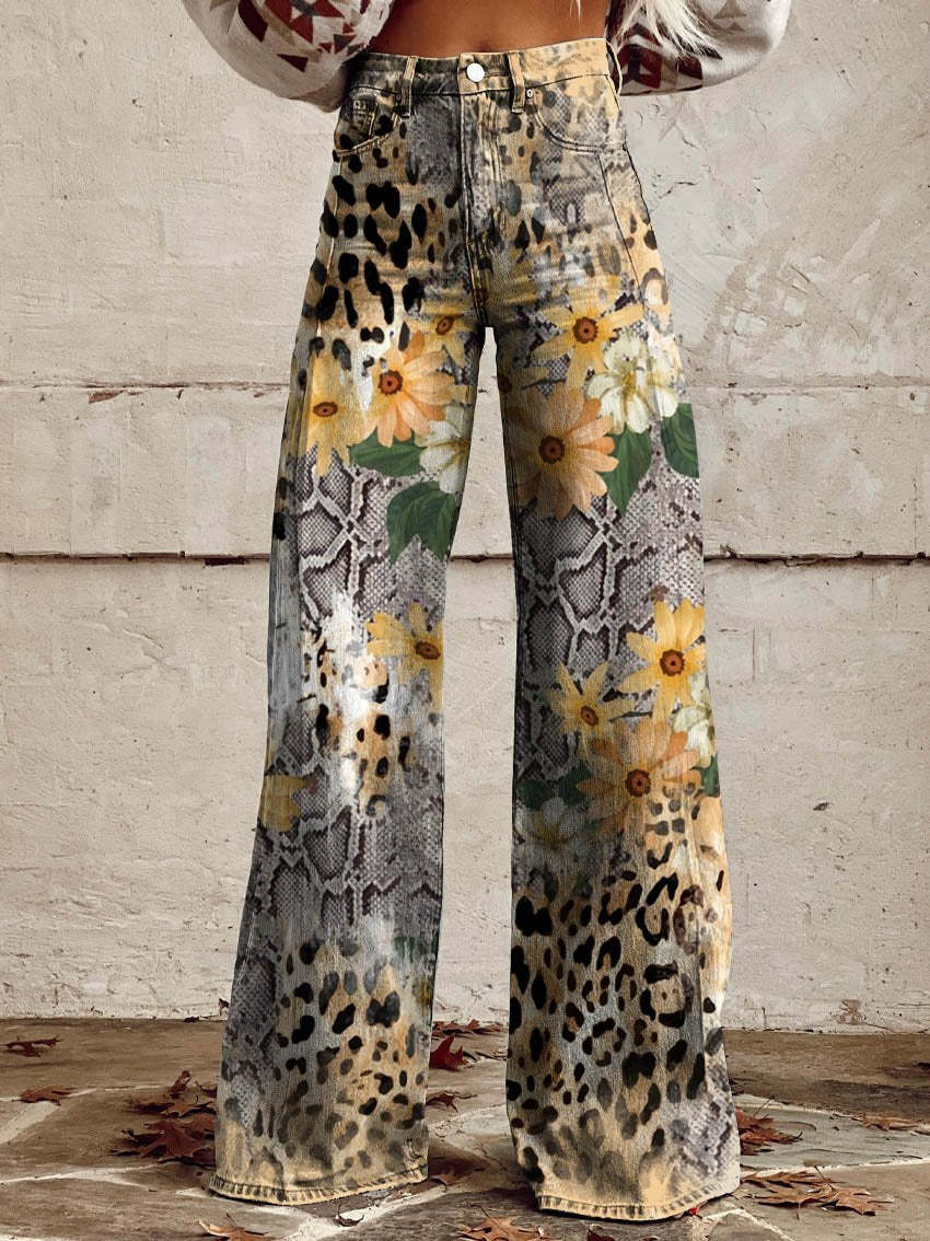 Joanna – Bootcut-Hose mit Blumenmuster