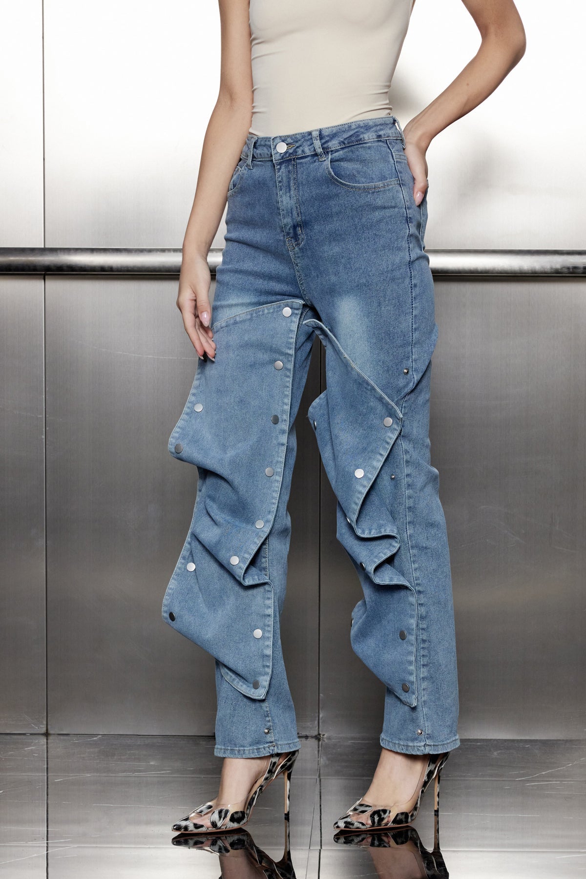 Abibola Snap Asymmetric Straight Jeans