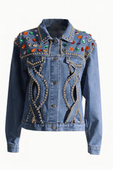 Abigail  Rhinestone Hollow Denim Jacket