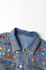 Abigail  Rhinestone Hollow Denim Jacket