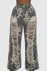 Acasia Leopard Torn Jeans