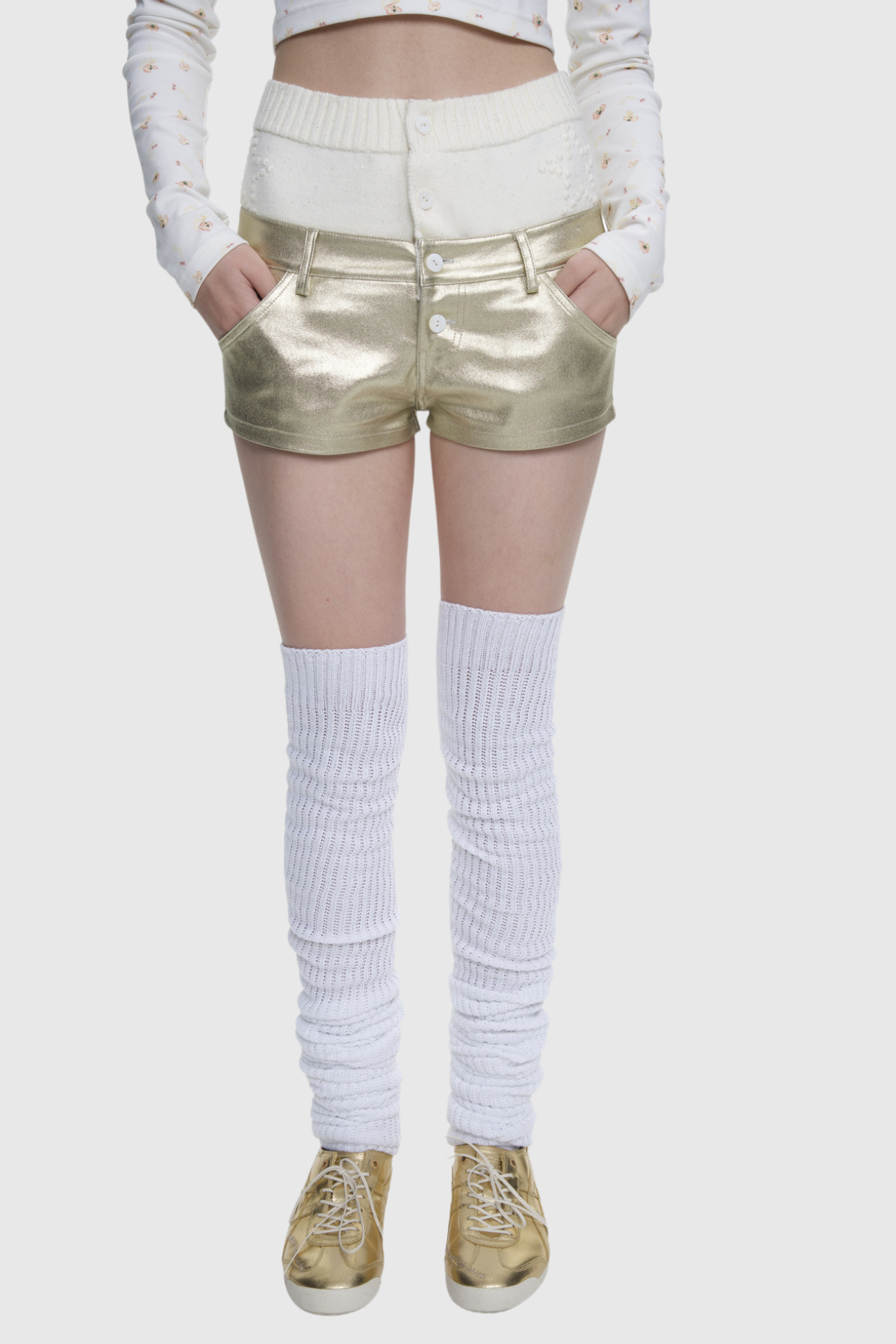 Acelynn Deconstruct Metallic Short Pants