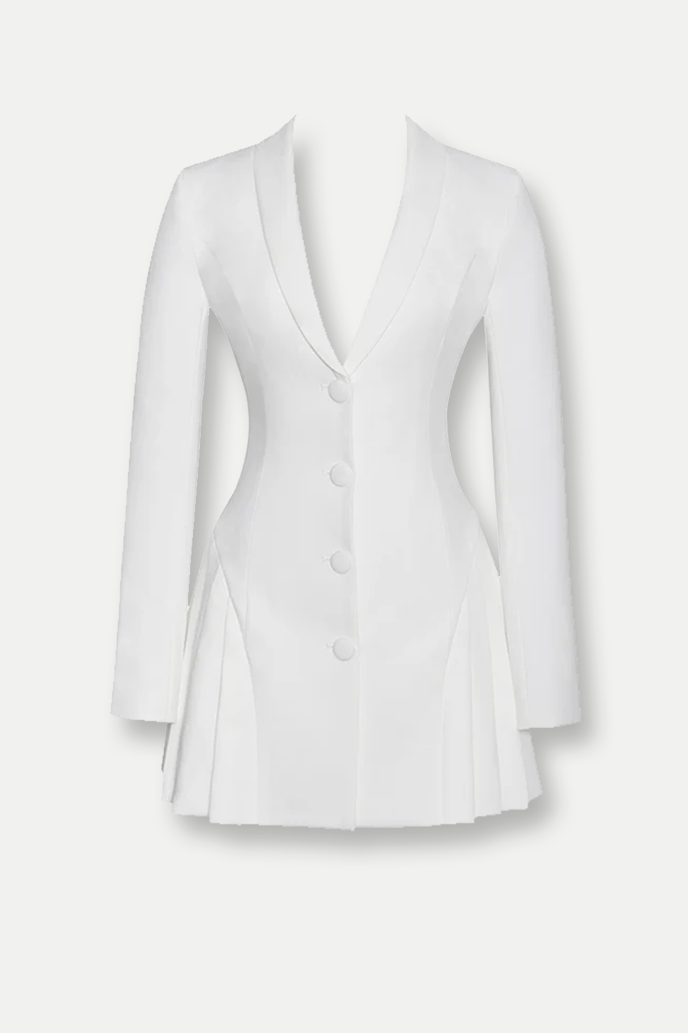 Acosta Plunge Pleat Blazer Mini Dress In White