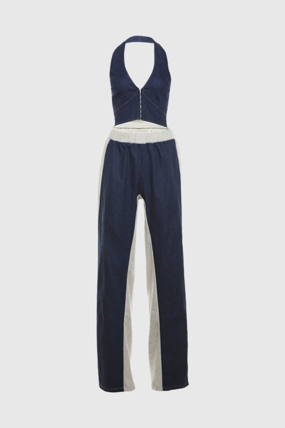 Adams Halter Neck Deconstruct Denim Pants Set