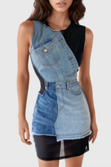 Addison Sleeveless Deconstruct Denim Dress