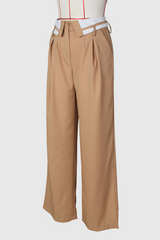 Adele Lapel Suit Pants In Khaki