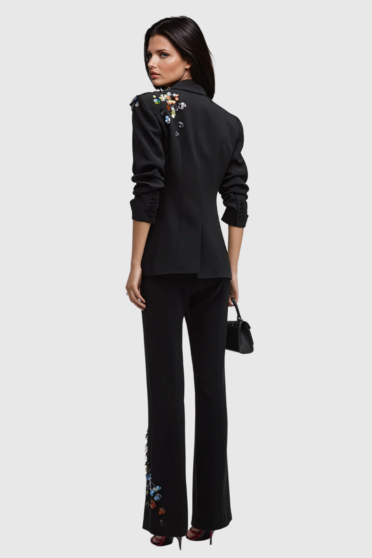 Adib Sequin Flower Lapel Blazer