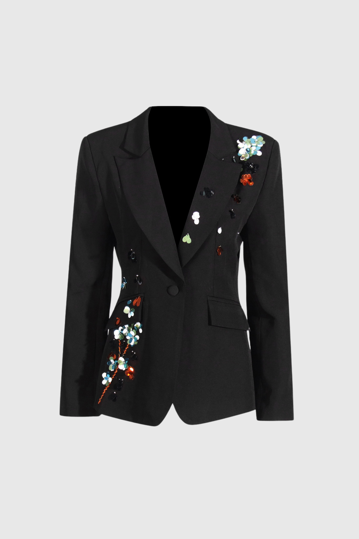 Adib Sequin Flower Lapel Blazer