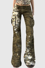 Adie Low Rise Camouflage Pocket Jeans