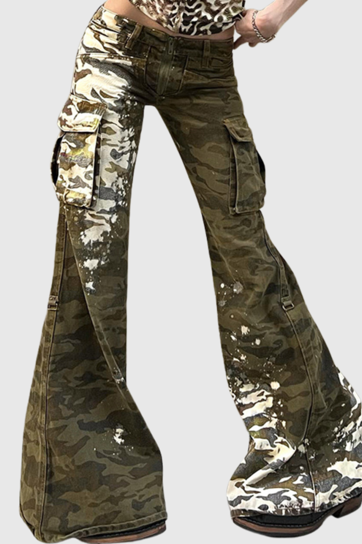 Adie Low Rise Camouflage Pocket Jeans