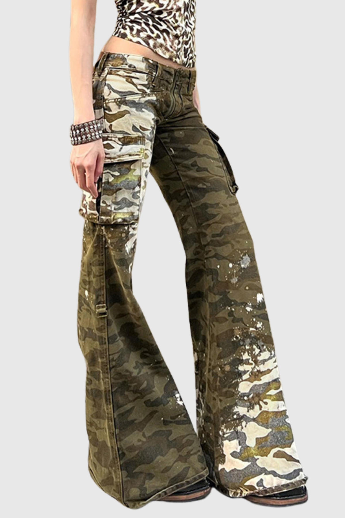 Adie Low Rise Camouflage Pocket Jeans