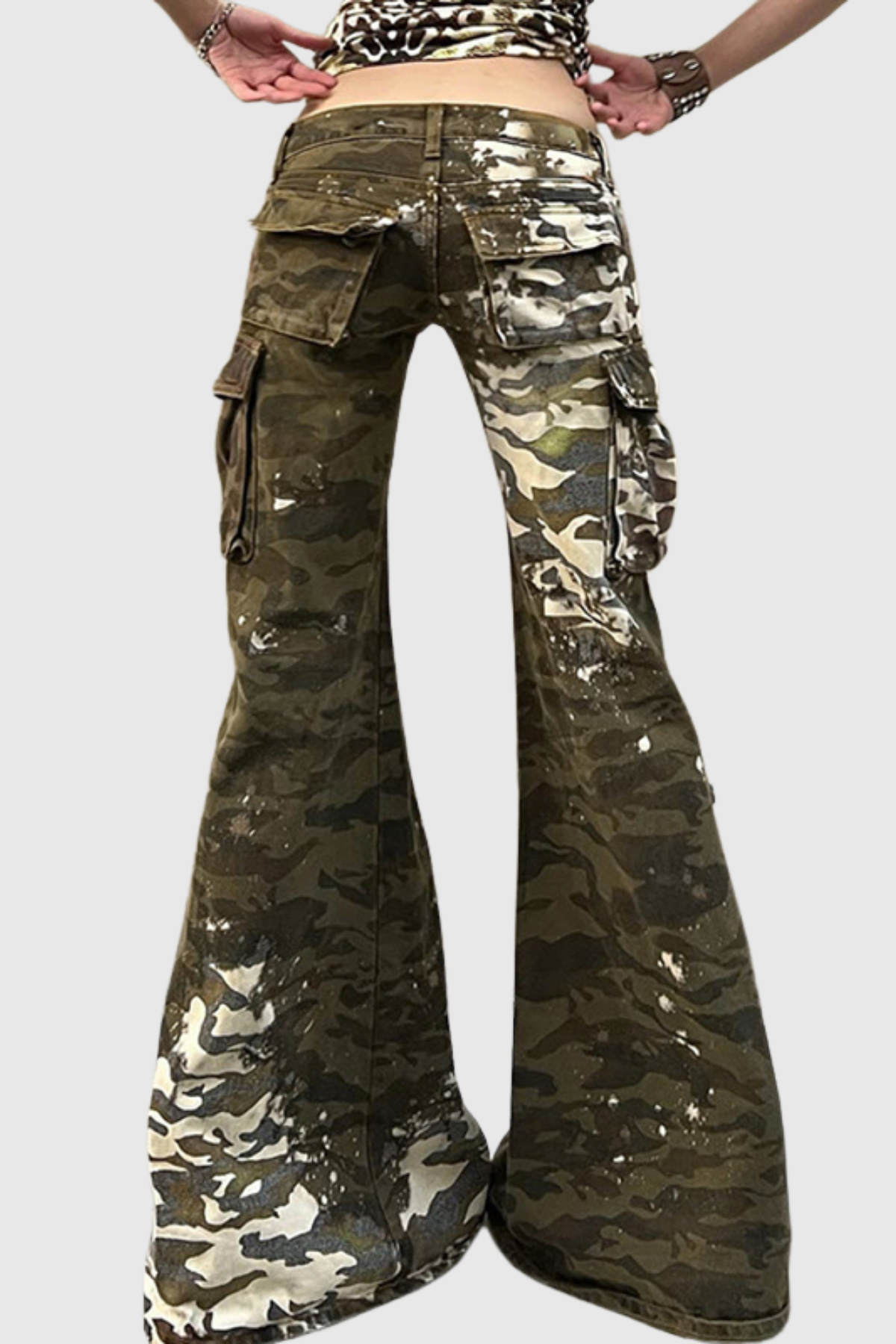 Adie Low Rise Camouflage Pocket Jeans