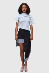 Adina Asymmetric Deconstruct Denim Skirt