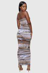 Adino Print Strapless Bodycon Maxi Dress