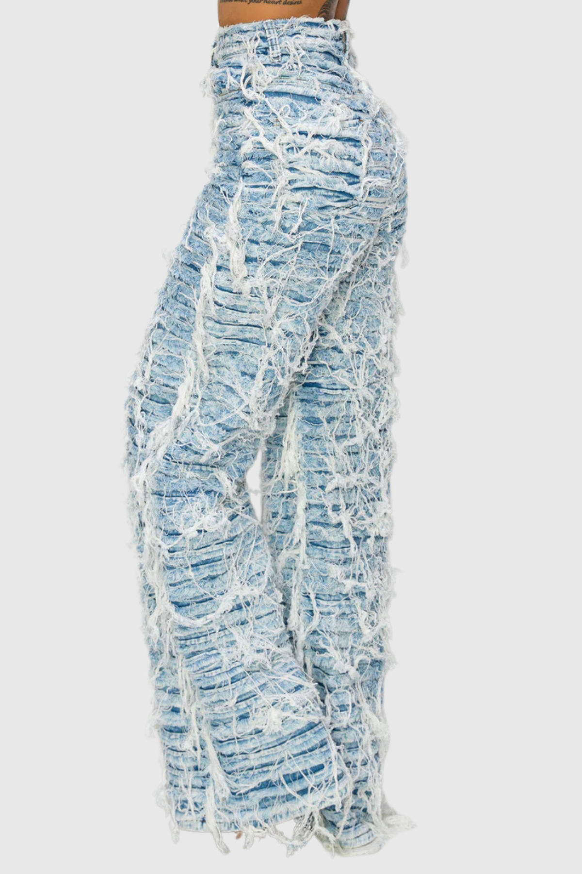 Adrius Ruch Torn Fringe Jeans In Blue