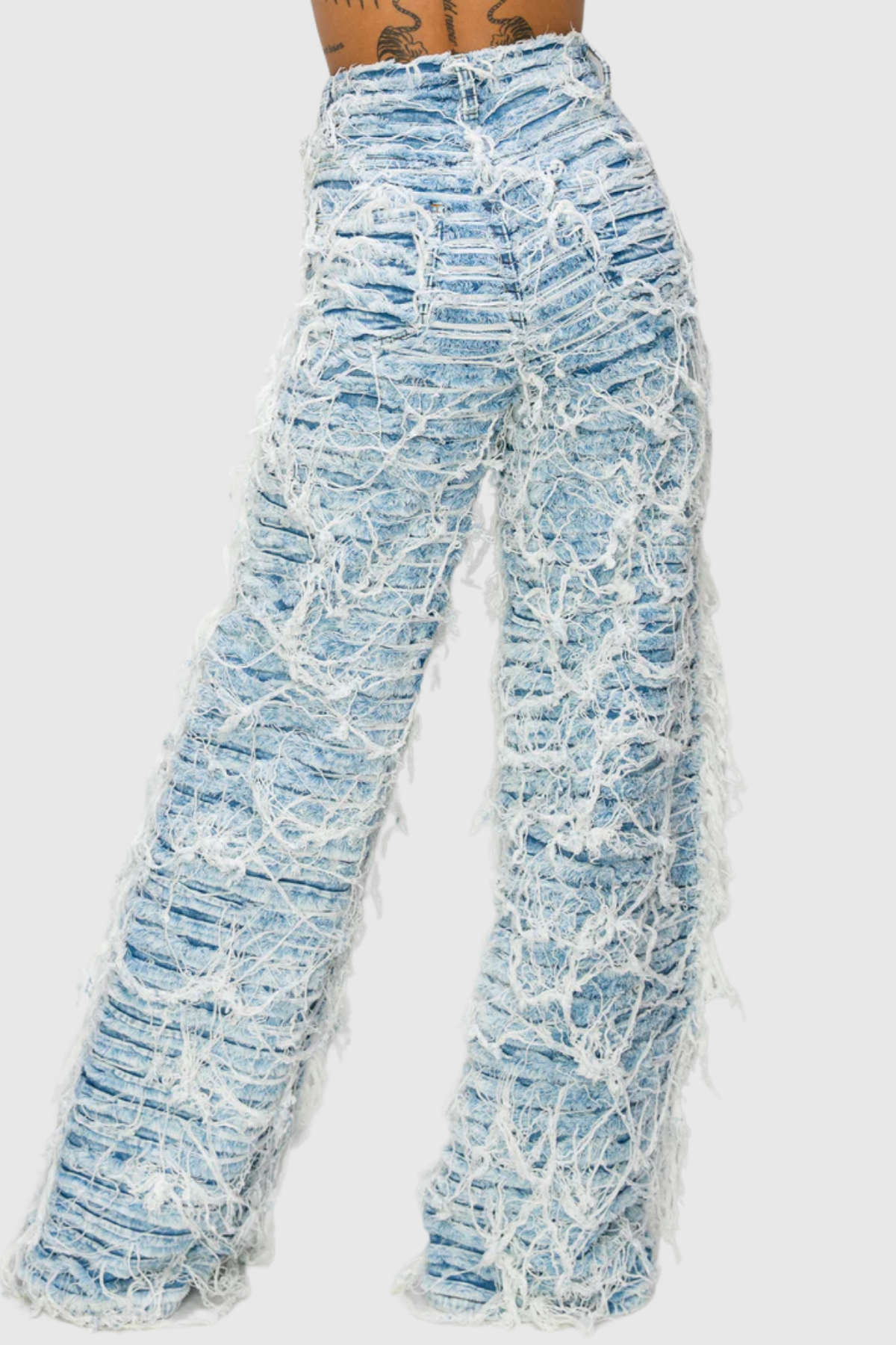 Adrius Ruch Torn Fringe Jeans In Blue