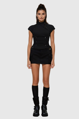 Aerith Asymmetric Cutout Buckle Skirt In Black