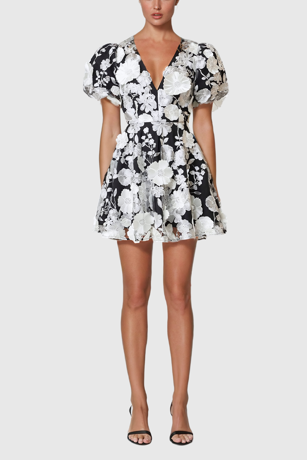 Aeryn Flower Plunge Lace Mini Dress