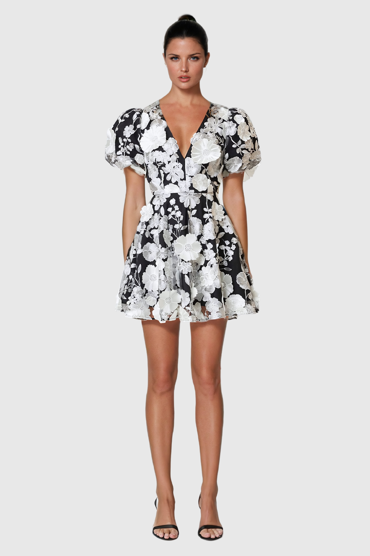 Aeryn Flower Plunge Lace Mini Dress